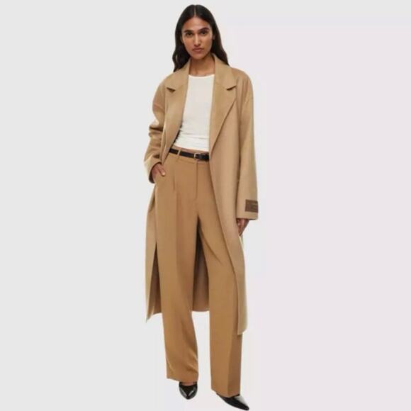 Aritzia Wilfred Effortless High Rise pants size 4 NWT brown wide Pleated Dress - Picture 1 of 14